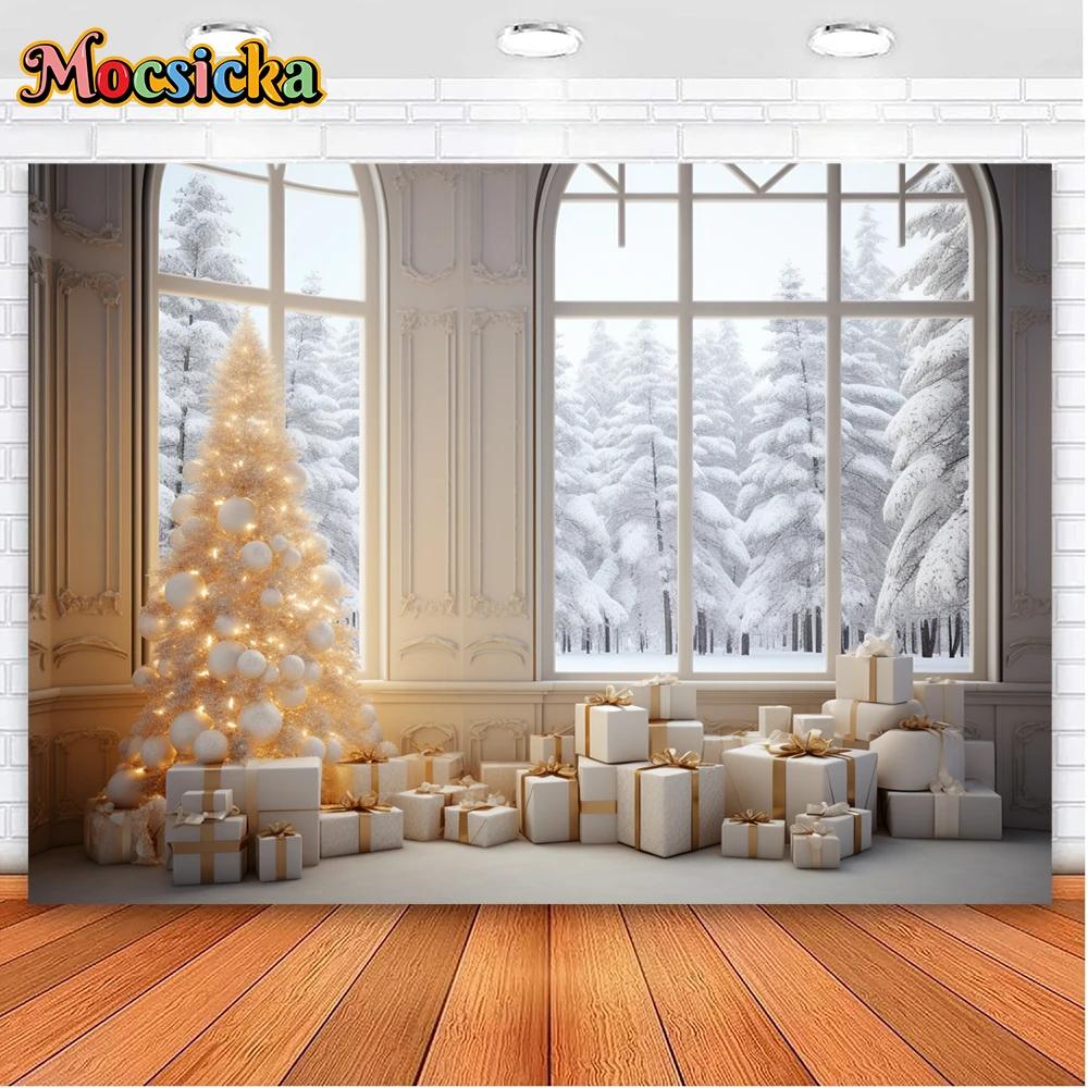 Mocsicka Winter Kerstfotografie Achtergronden Kerstcadeaus Vakantie Feest Familie Kinderen Portret Foto Backdrops Studio