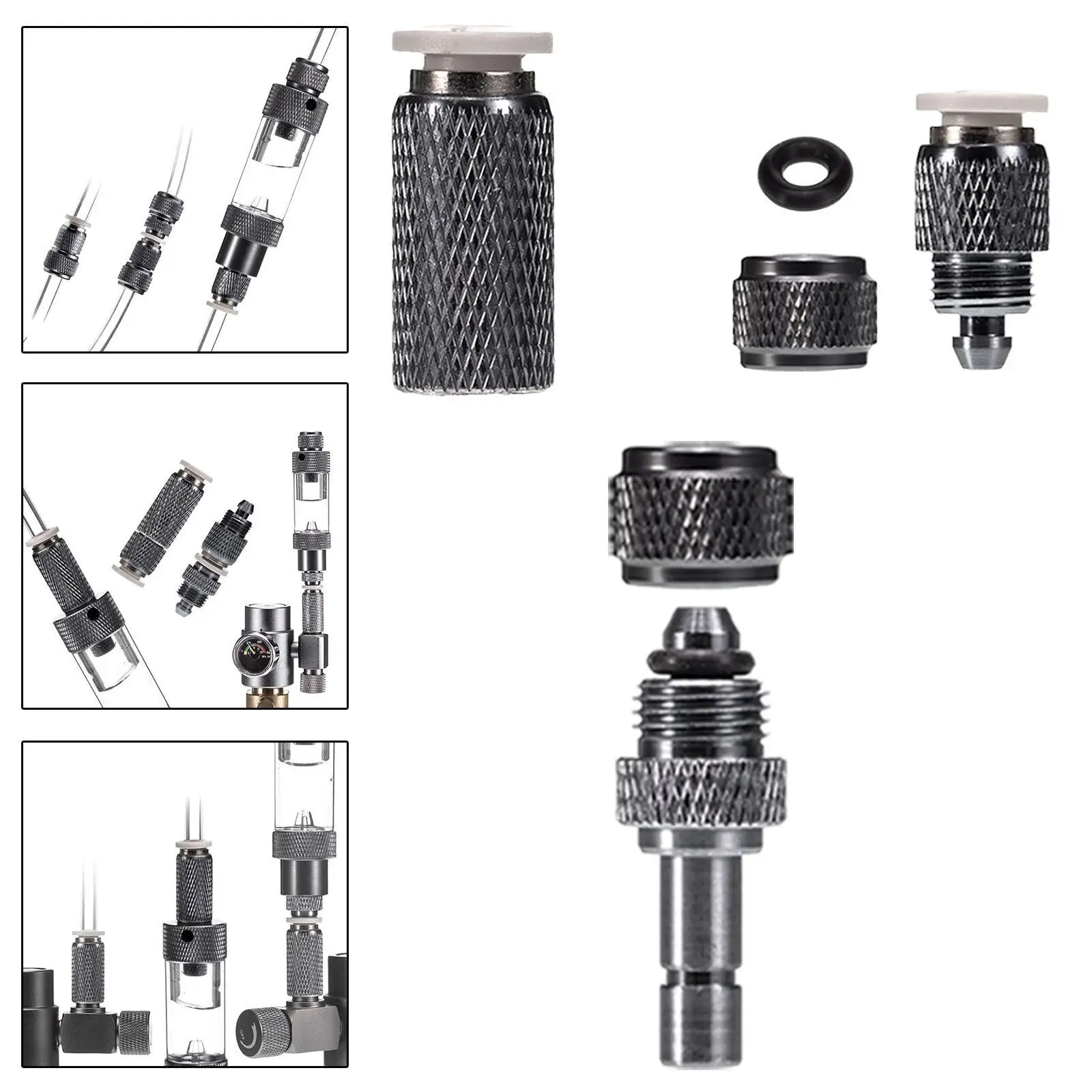 Aluminum Alloy Aquarium Hose Joint Fitting Quick Insert CO2 Tube Connector for Fish Tank