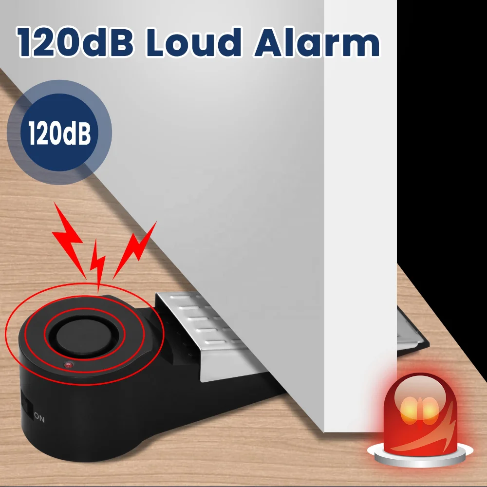 Anti-Theft Wireless Door Stop Alarm, Security Stopper, Wedge Alarm, portátil para viagens, casa, Hotel, preto, novo design