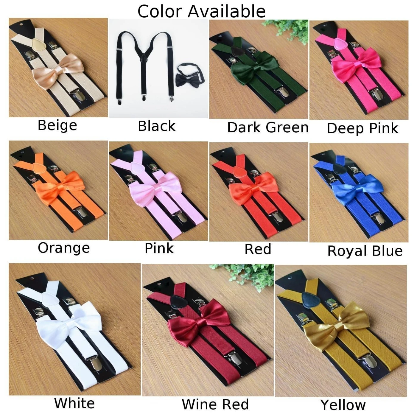 

1pc Men's Matching Suspenders Braces&Bow Tie For Combo Sets Clothing Accessories Elastic Y-back Strap Clips