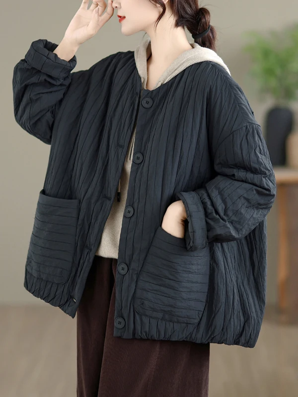 

Authentic Retro Style Short Cotton Jacket Women's Winter Coat Small Size Commute Thickened Long Sleeve Regular Fit