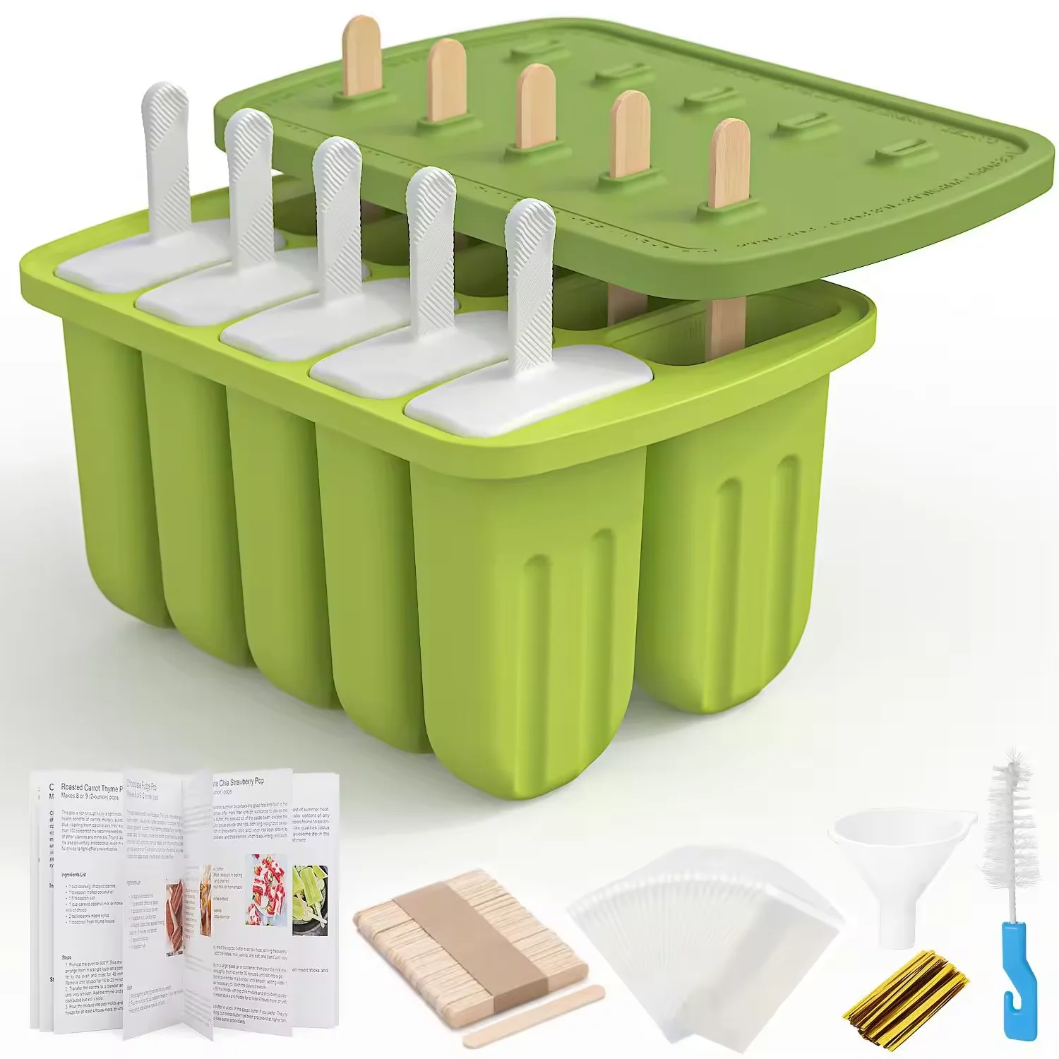

Summer DIY Ice Cream Tools With Wooden Sticks Silicone Popsicle Molds Kitchen Accessories Quench Thirst Snacks for Children