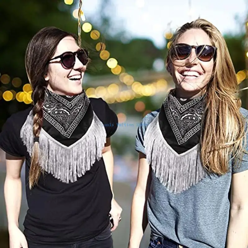 l5yb cowgirl bandanas tassel fringe scarf neckerchief bandanas bachelorette bandanas