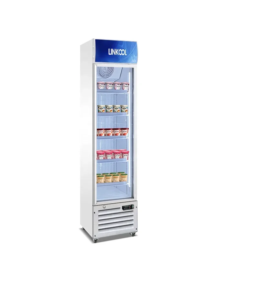 Convenience Store Mini Bar Glass Fridge Beer Display Cabinet Frost Free Standing Refrigerator For Drink