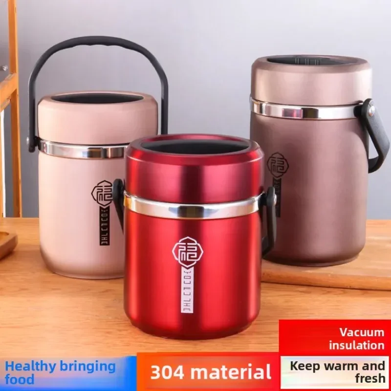

6 Hours Thermal Vacuum Lunch Box 304 Stainless Steel Insulated Worker Adult Food Container Large Picnic Student Bento Box Set