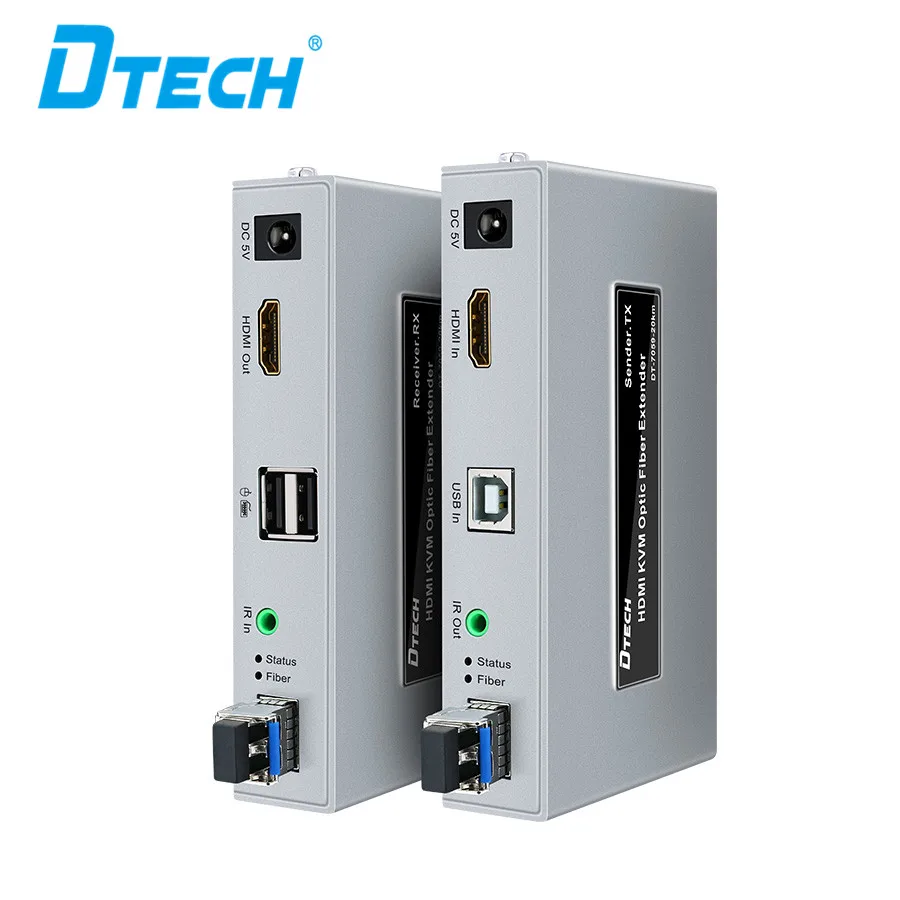 

DTECH ODM / OEM 1080p 20kM Ethernet HD сигнал передачи без потерь Kvm hdmi удлинитель оптического волокна с инфракрасным диапазоном