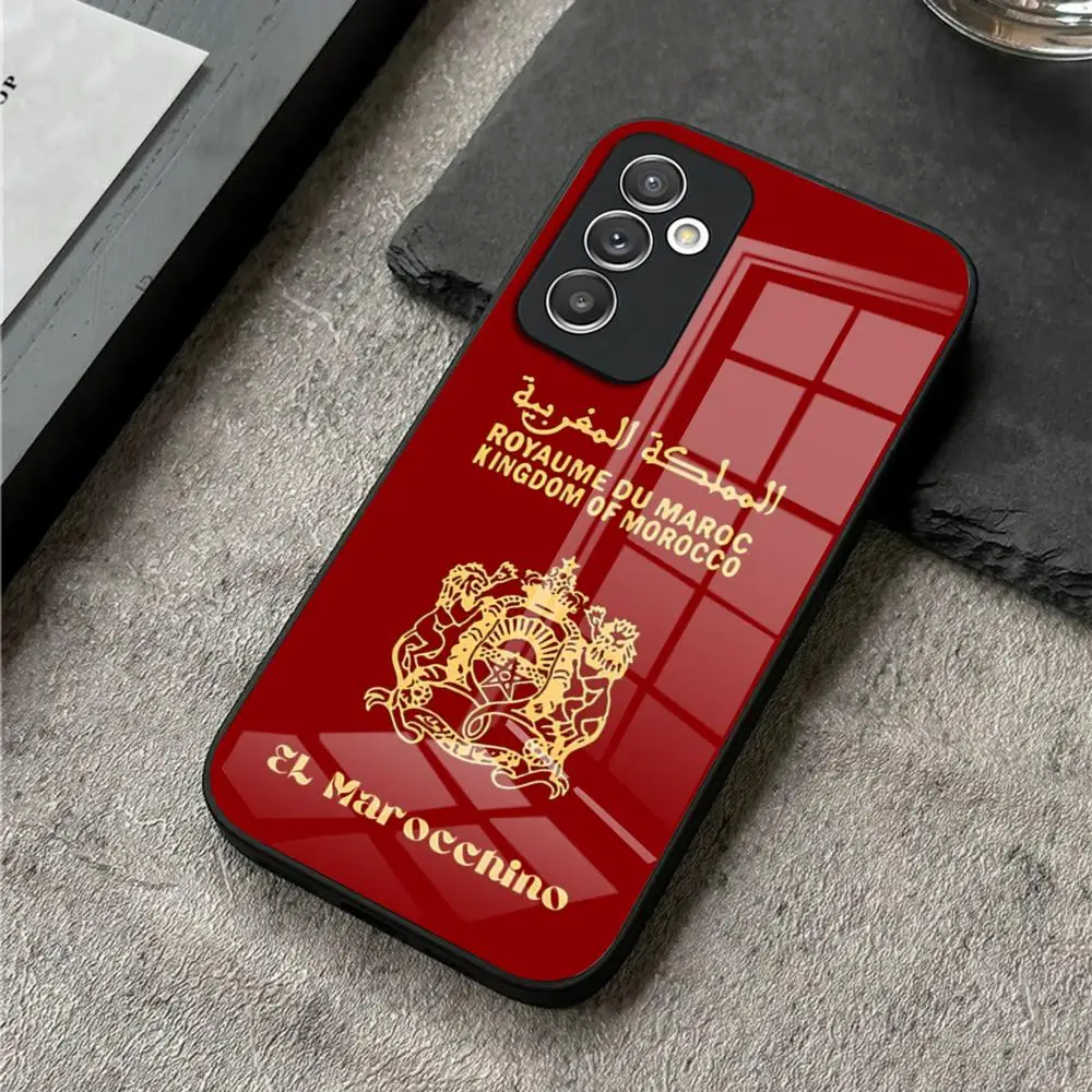 Morocco Passport Phone Case for S24 Ultra Samsung S23 S22 S20 Fe S21 Plus Galaxy A54 A34 A24 A53 M54 Note 20 Glass Cover