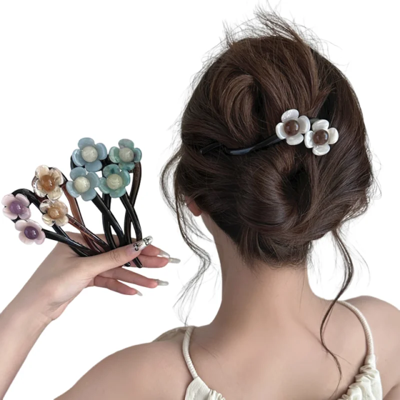 

Retro Flower Straight Hair Clip for Women New Style Twist Clip Headband Accessory Hairpin Fashion Back of Head Hairwear