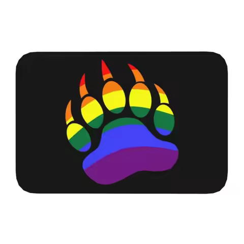 Personalized LGBT Rainbow Bear Paw Doormat Mat Anti-Slip GLBT Gay Lesbian Pride Bathroom Kitchen Toilet Rug Carpet 40*60cm