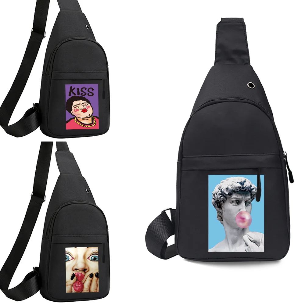 

Мужская нагрудная сумка, большая вместительная сумка через плечо на одно плечо, новинка 2025 года, повседневные многофункциональные спортивные нагрудные сумки, забавная серия