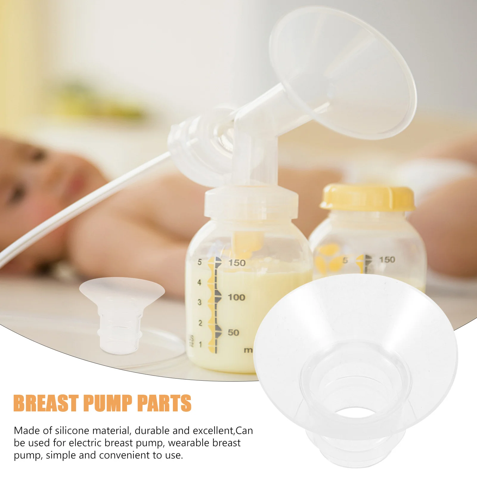 4 Pcs Breast Pump Flange Shield Adapter Toddler Milk Bottles 2 Years Size Wearable Parts Electric Inserts Silicone Silica Gel