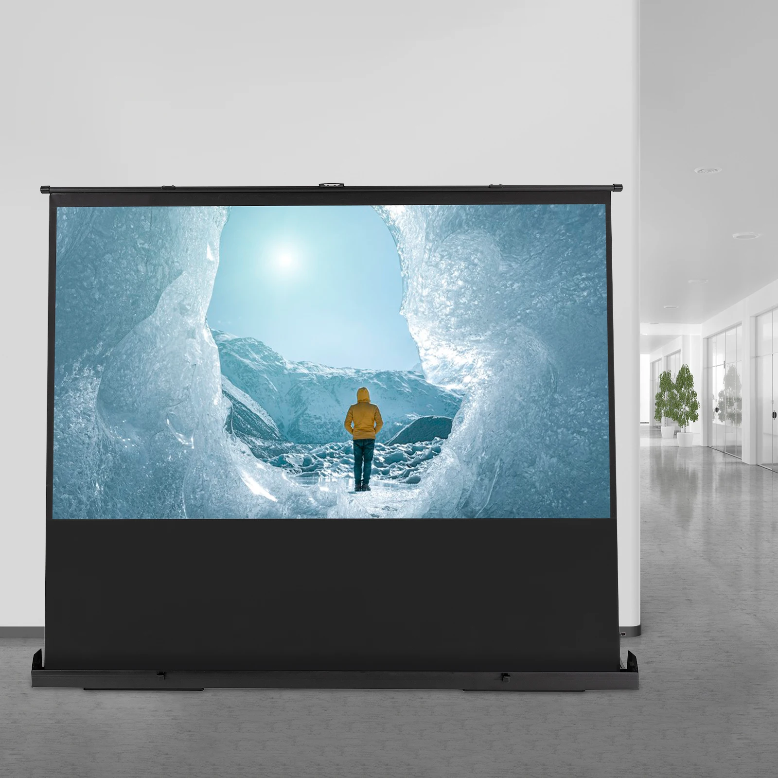 70*40 Zoll 16:9 Standprojektionswand Tragbare Pull-Up-Projektorleinwand für Heimkino, Büro, Schule, Unternehmen