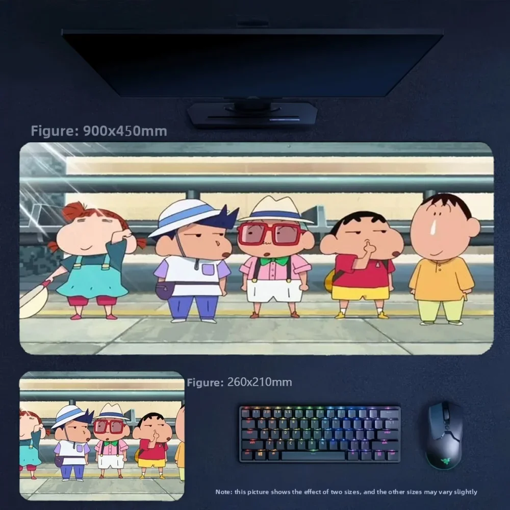 Animation Office Stylish Simple Premium Mouse Pad Table Mat Crayon Shin Chan and His Friends Series Leather Non-slip Mouse Pad
