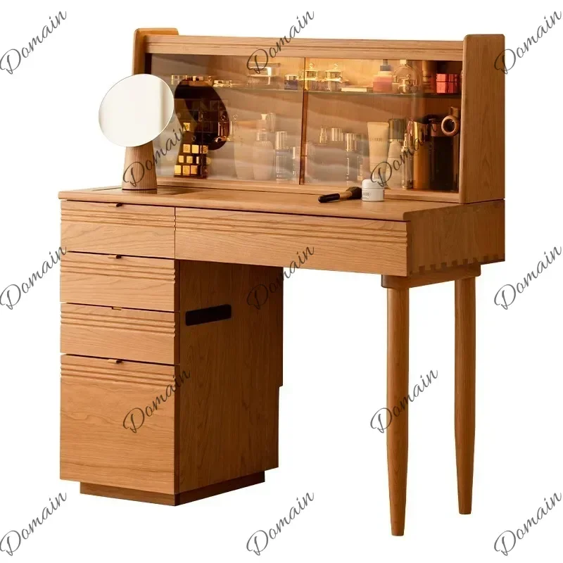 BX Cherry Wood Nordic Makeup Vanities High-end Modern Storage Ambient Light Makeup Vanities Office Bedroom Furniture La Mesa