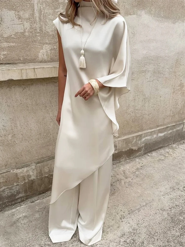 Blifanbo ซาตินไม่สม่ําเสมอหนึ่งแขนเซ็กซี่ Maxi ชุดผู้หญิงแฟชั่นคอเต่าสูงแยก Club Party ชุดราตรียาวหญิง