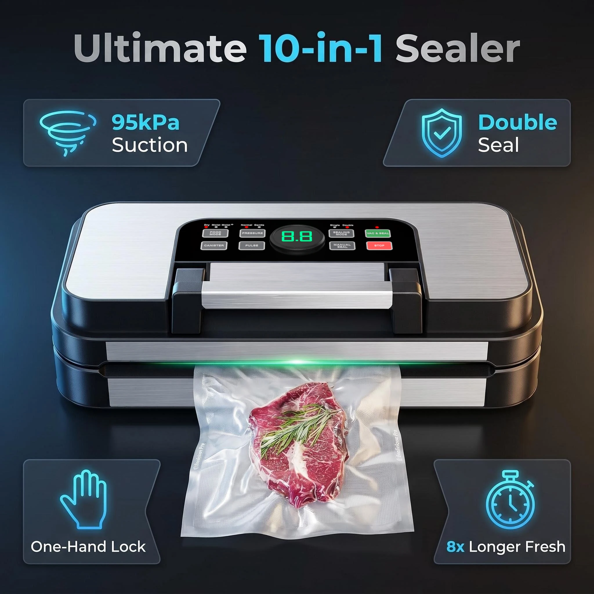 95KPA Dual Pump Vacuum Sealer - Meal Prep Vacuum Seal recension och pris