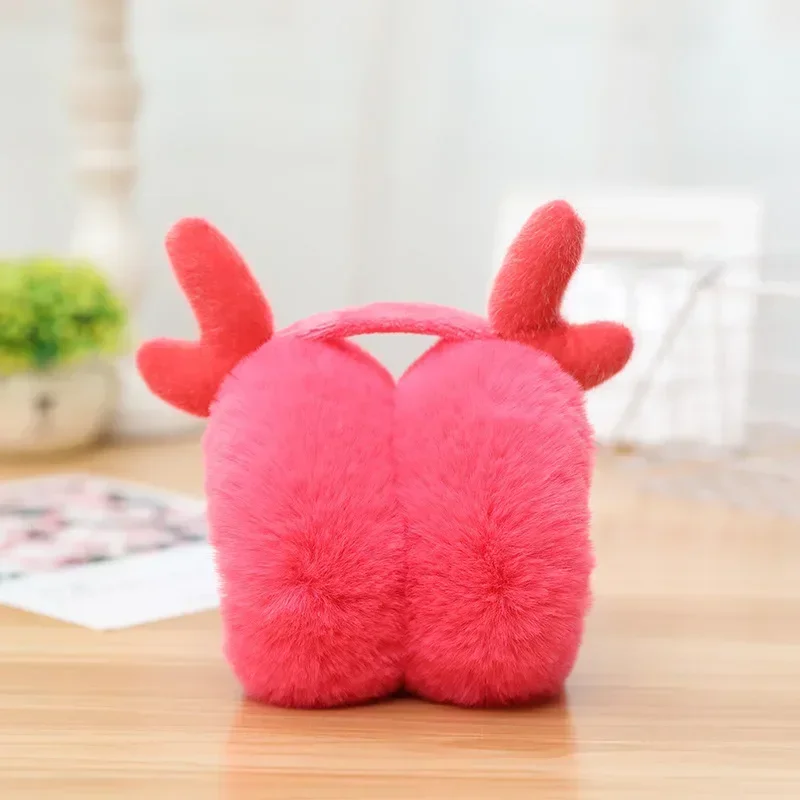 

Новые однотонные меховые наушники для женщин и девочек, наушники с рождественскими рогами лося, зимние теплые грелки для ушей, хит продаж