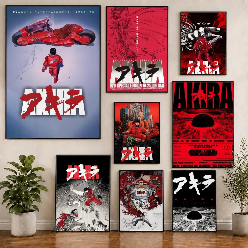 Anime A-AKIRA Neo-Tokyo Motorcycle Poster Pvc HD Peel and Stick Modern poster Home Office Living Room Dining Room Wall Decor