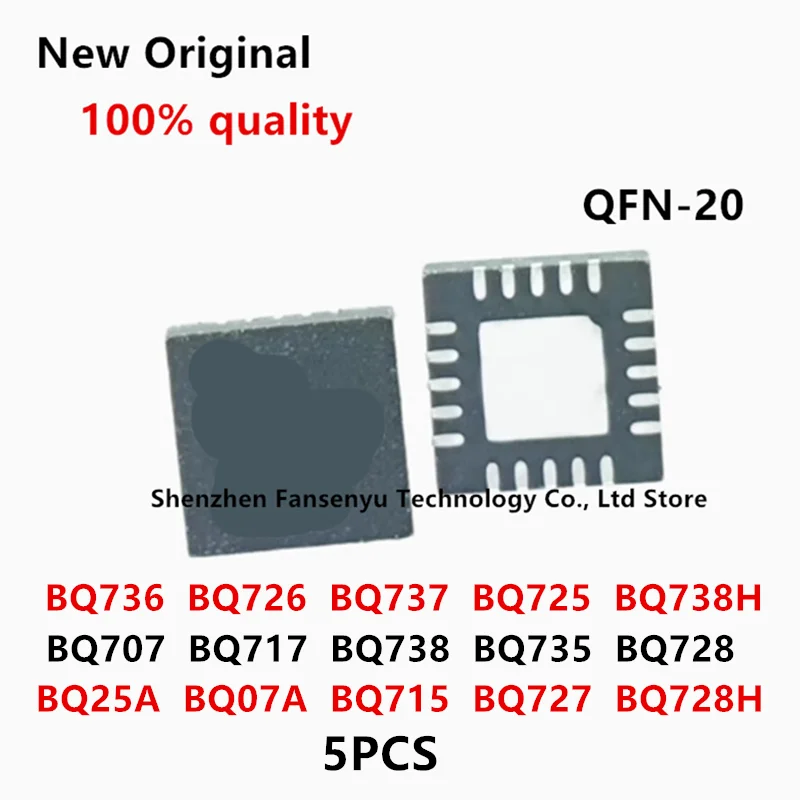 (5 조각) 100% 새로운 BQ707 BQ07A BQ715 BQ717 BQ725 BQ726 BQ727 BQ728 BQ735 BQ736 BQ737 BQ738 BQ25A BQ738H BQ728H QFN-20