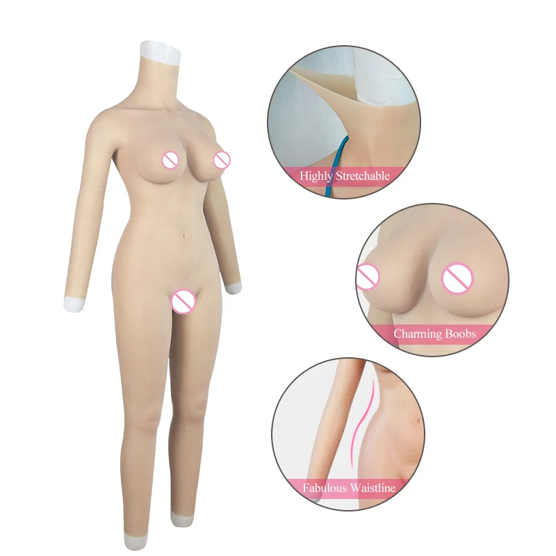 Roanyer Realistic E Cup Breast Forms Bodysuit for Crossdresser Drag Queen Costumes Silicone Fake Boobs Artificial Tits Whole Bod