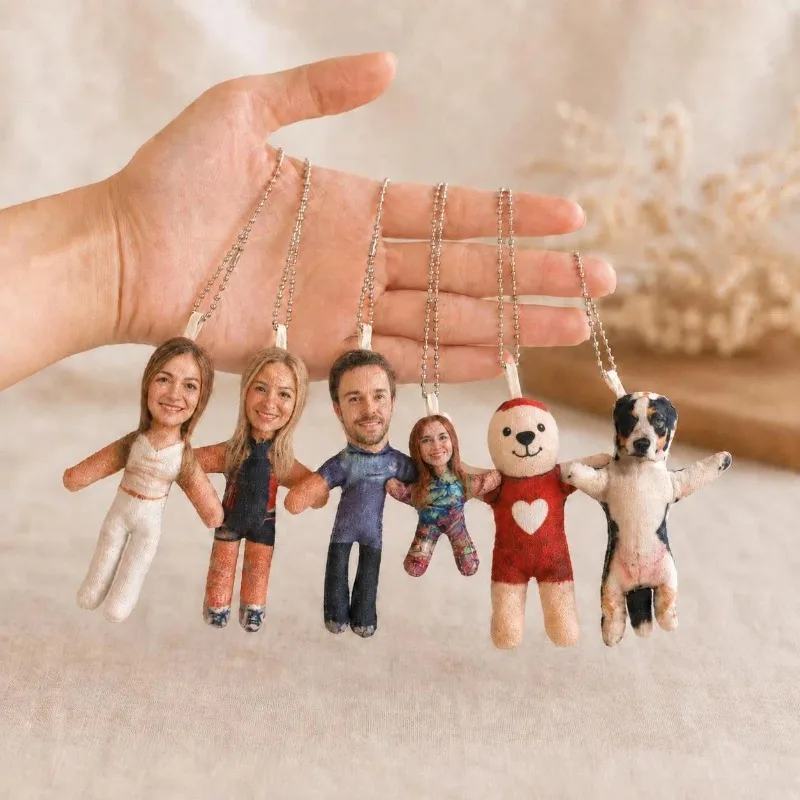 Custom Photo Doll Keychain, Personalized Mini Me Plush, Pet Portrait Keychain, Handmade Family Keepsake, Memorial for Pet Lover