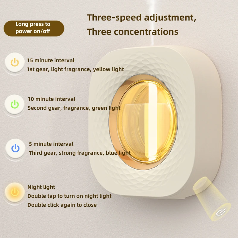 Difusor de Aroma para el hogar y la Oficina, lámpara de aceite esencial, ambientador de fragancia ultrasónico portátil con USB, luz nocturna, 3 velocidades