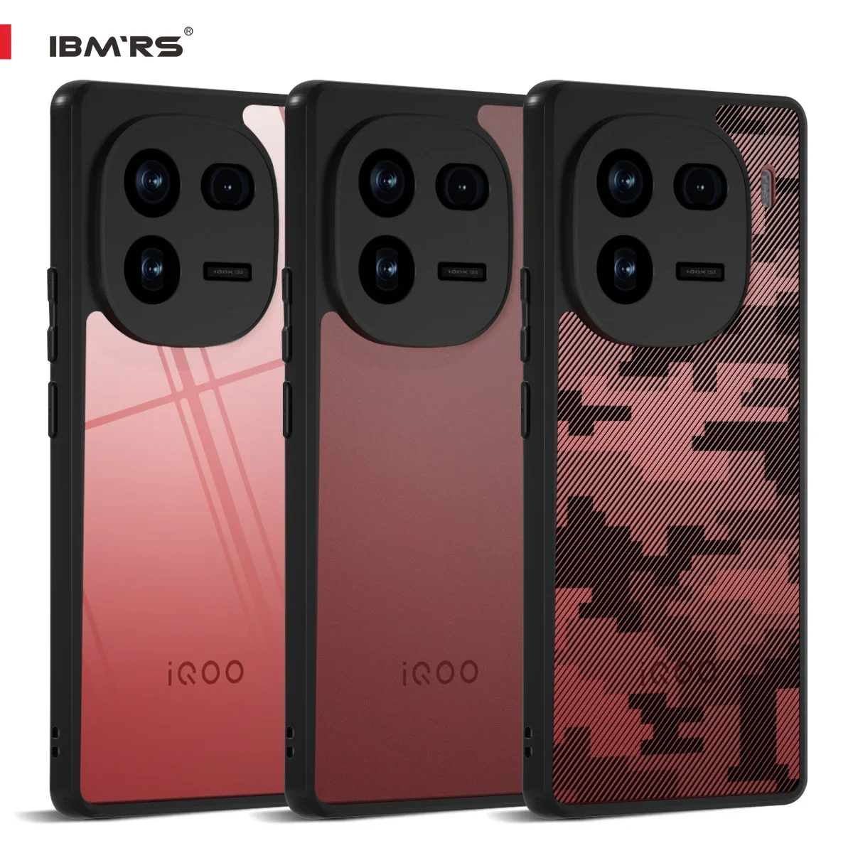 

IBMRS Precise Cutouts for Camera Lenses, Clear Hard Back Case, Shockproof Protective Cover for Vivo iQOO 12 Pro Camo