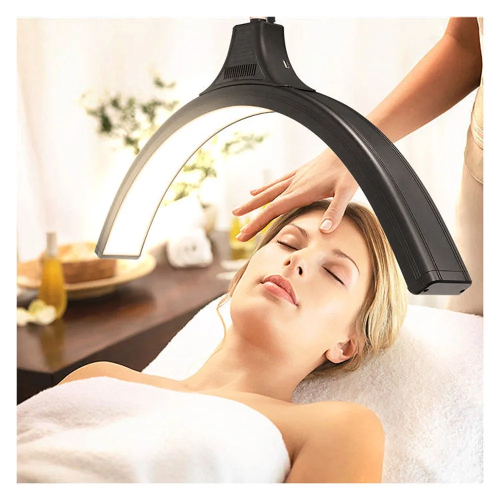 Half Moon LED Fill Light Floor Stand 50-100W Dimmable Eye Protection Eyelash Lamp for Live Stream Makeup Tattoo Photography