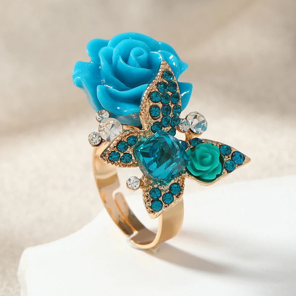 Ethnic style butterfly rose ring, retro Bohemian alloy, fashionable and personalized hot selling bracelet