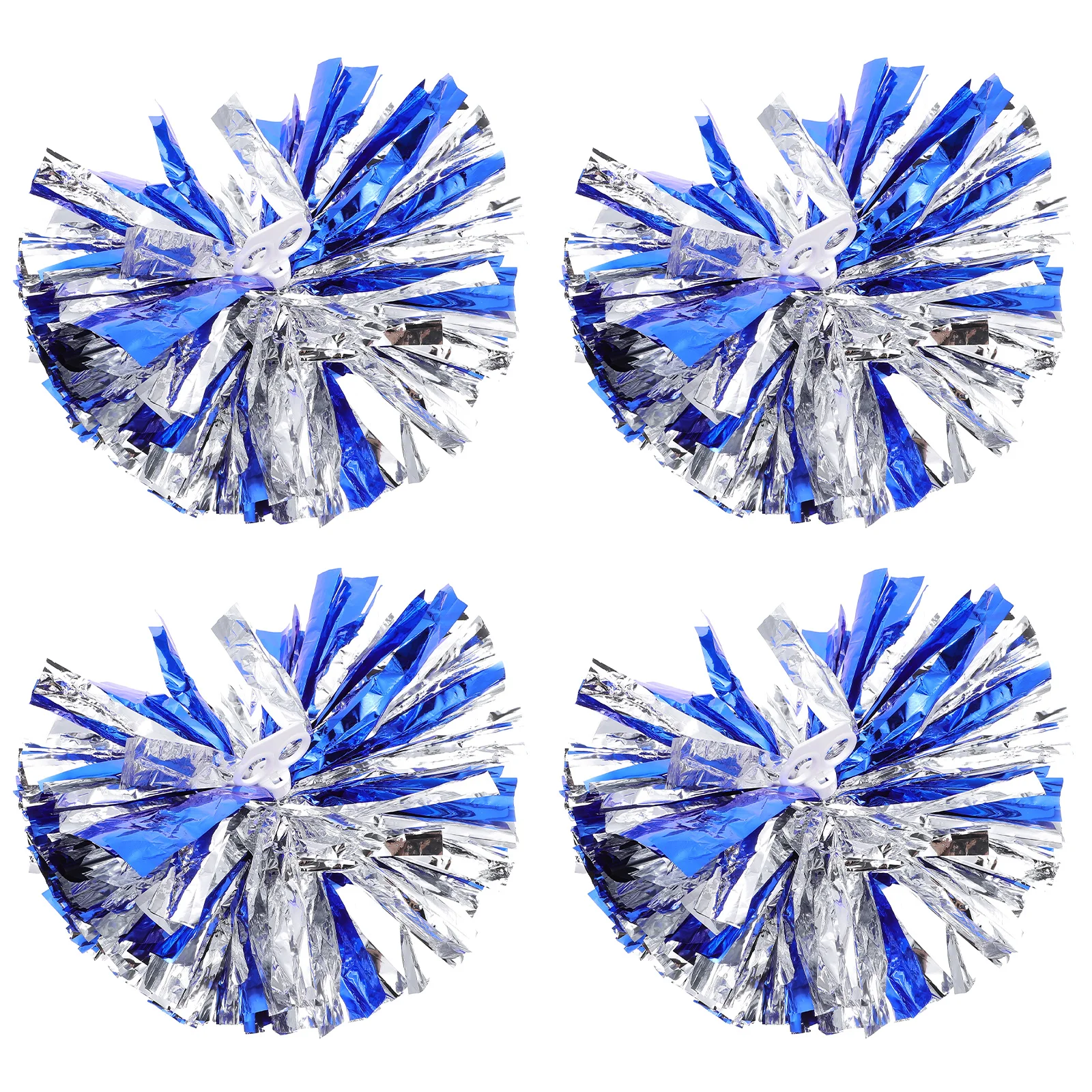

4 Pcs Aerobics Flower Cheerleading Poms 30cm Silver Glitter Lightweight Plastic Dance Party Sports Game