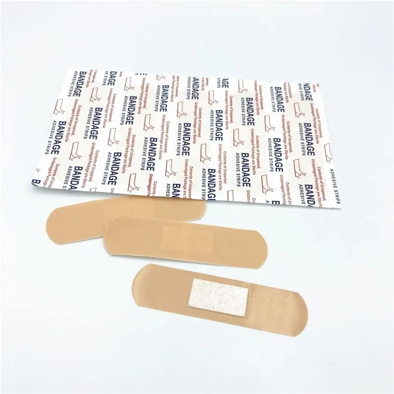 100Pcs PE/Non-woven Band-Aid Breathable Adhesive First Aids Medical Bandages Patch Cushion Wound Hemostasis Stickers