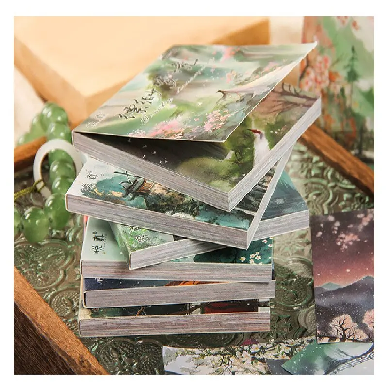 Mr. Paper 6 style 60Pcs/pack country style material book ancient style landscape theme material paper handbook DIY decoration