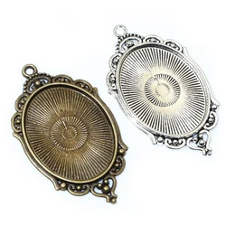 5pcs 30x40mm Inner Size Bronze Antique Silver Plated Pendant Cabochon Blank Base Setting DIY Jewelry Making Accessories Findings