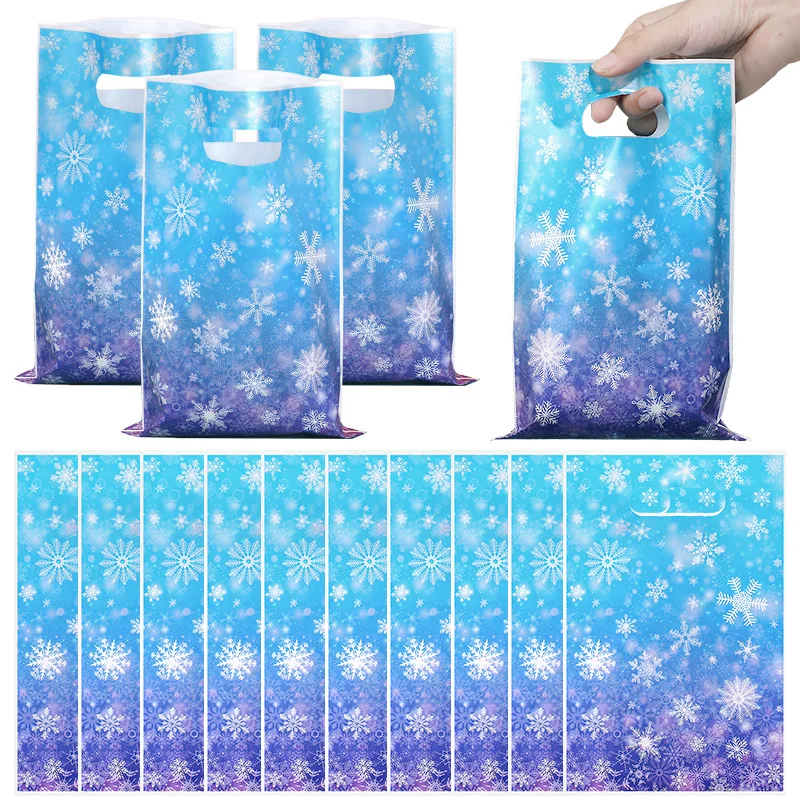 20/50 stücke Schneeflocke Party Süßigkeiten Geschenk Taschen Weihnachten Cookie Snack Verpackung Tasche Kinder Geburtstag Partei Liefert Neue Jahr Dekoration – Detail 9