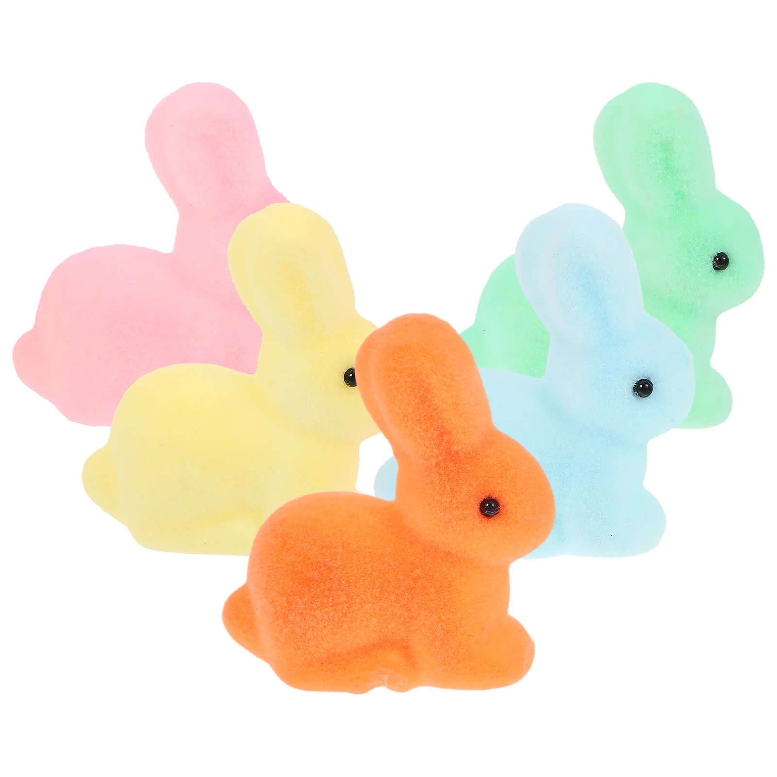 

5pcs Colorful Flocked Easter Bunny Decorations Mini Foam Bunny Figurines Cartoon Small Rabbit Statues for Easter Centerpieces