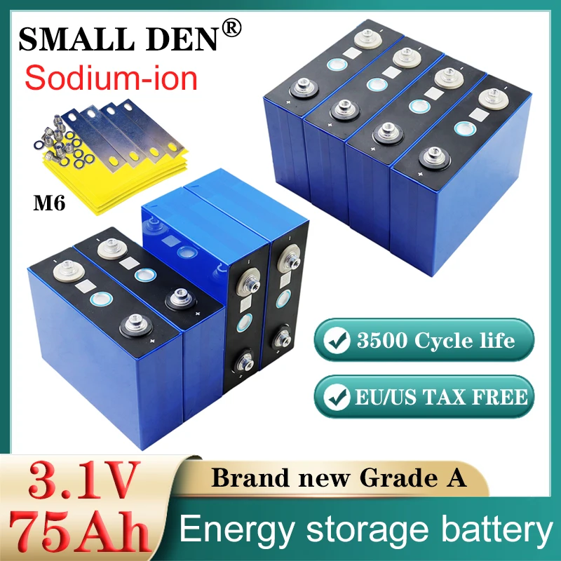 1-20PCS New Original 3.1V 75Ah Sodium-ion battery 10C discharge DIY12V 24V Electric vehicle Boat RV Inverter Yacht Solar storage