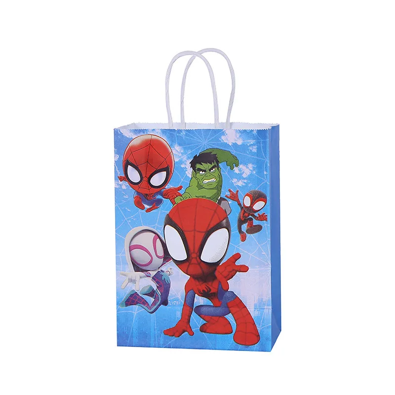 6/12/36 szt. Torebek na prezenty z motywem superbohaterów Avengers Spiderman na przyjęcie urodzinowe, torby na słodycze, torby papierowe na baby shower, kolorowe torby papierowe