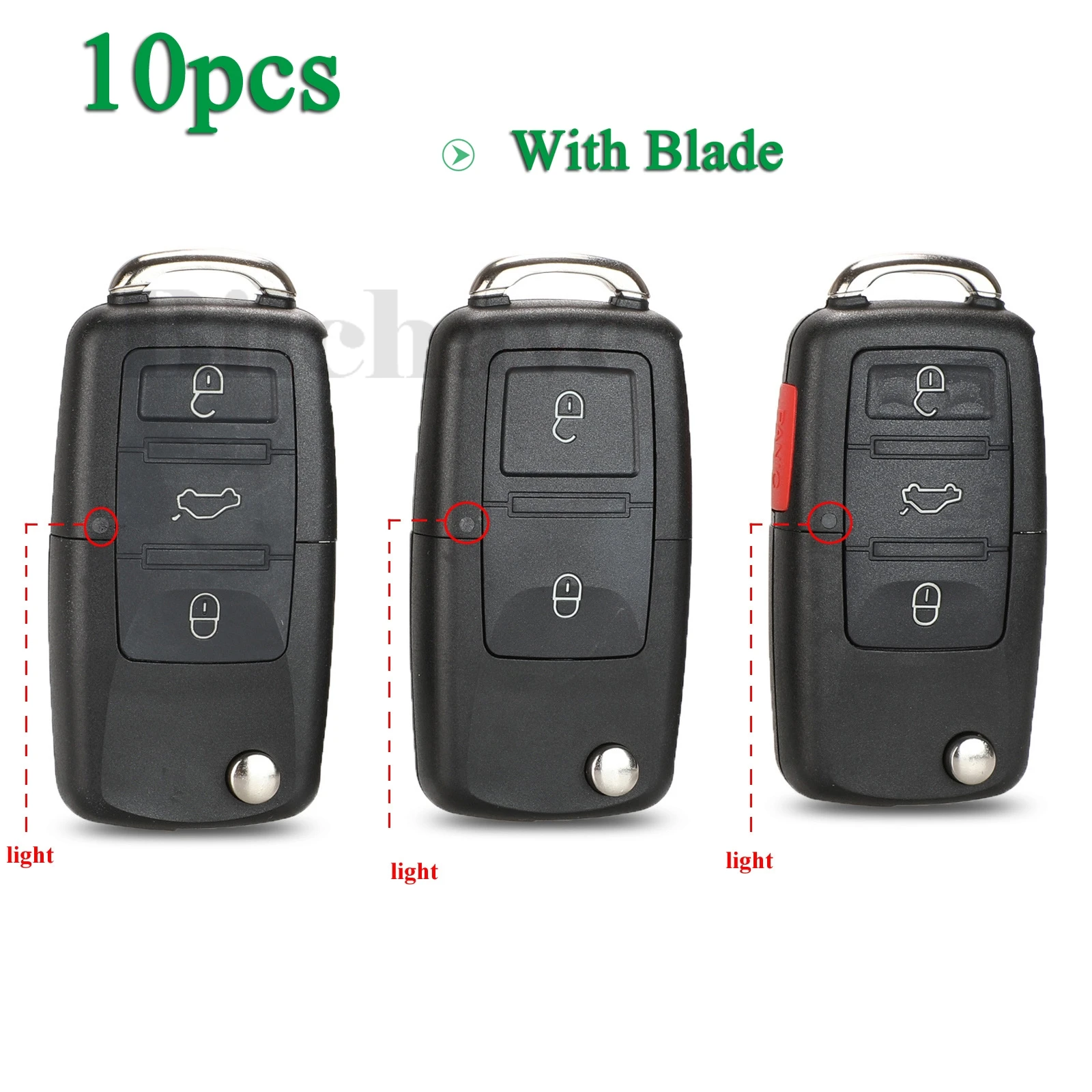 jingyuqin 10pcs For VW Volkswagen Golf Mk6 Tiguan Polo Passat CC SEAT Fob Flip Remote Car Key Shell 2/3/4BT With Uncut Blade