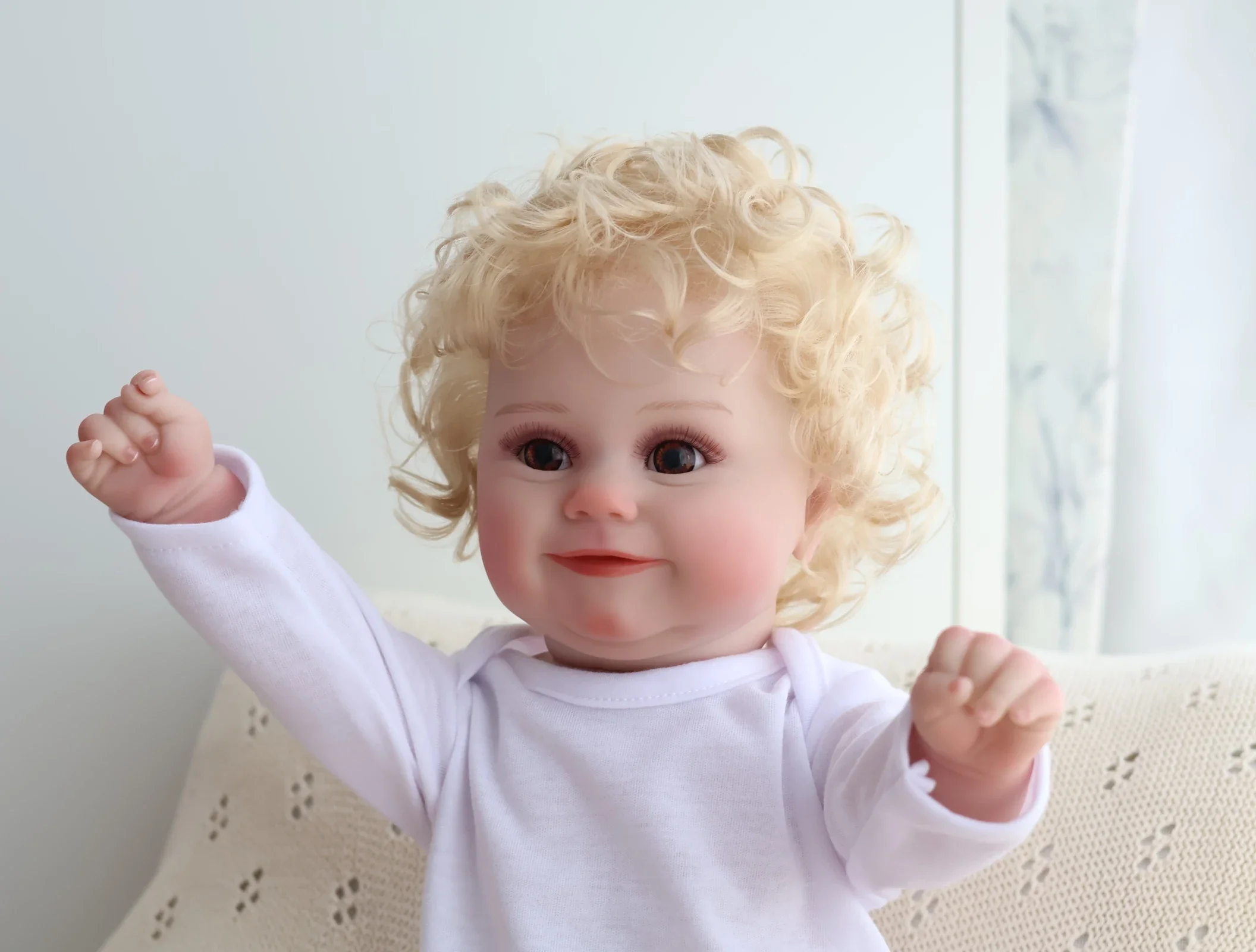 20-inch Maddie Reborn Doll, Vinyl, Girl, With Thick Hair, Real Hand-Painted Skin,Visible veins, Perfect Christmas Gift