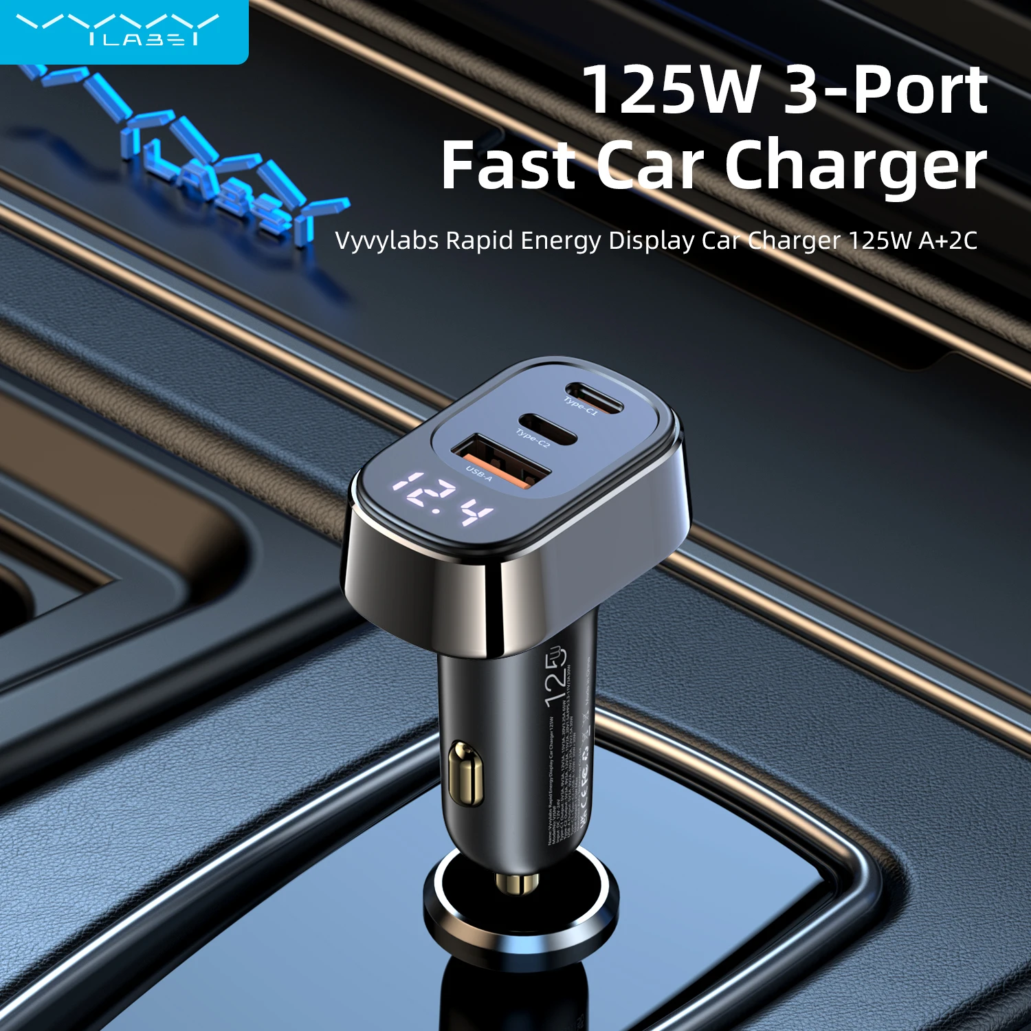 

VyVylabs 120W Car Charger Mobile Charger PD QC Fast Charging Charger USB C For iPhone For Samsung For Xiaomi For iPad