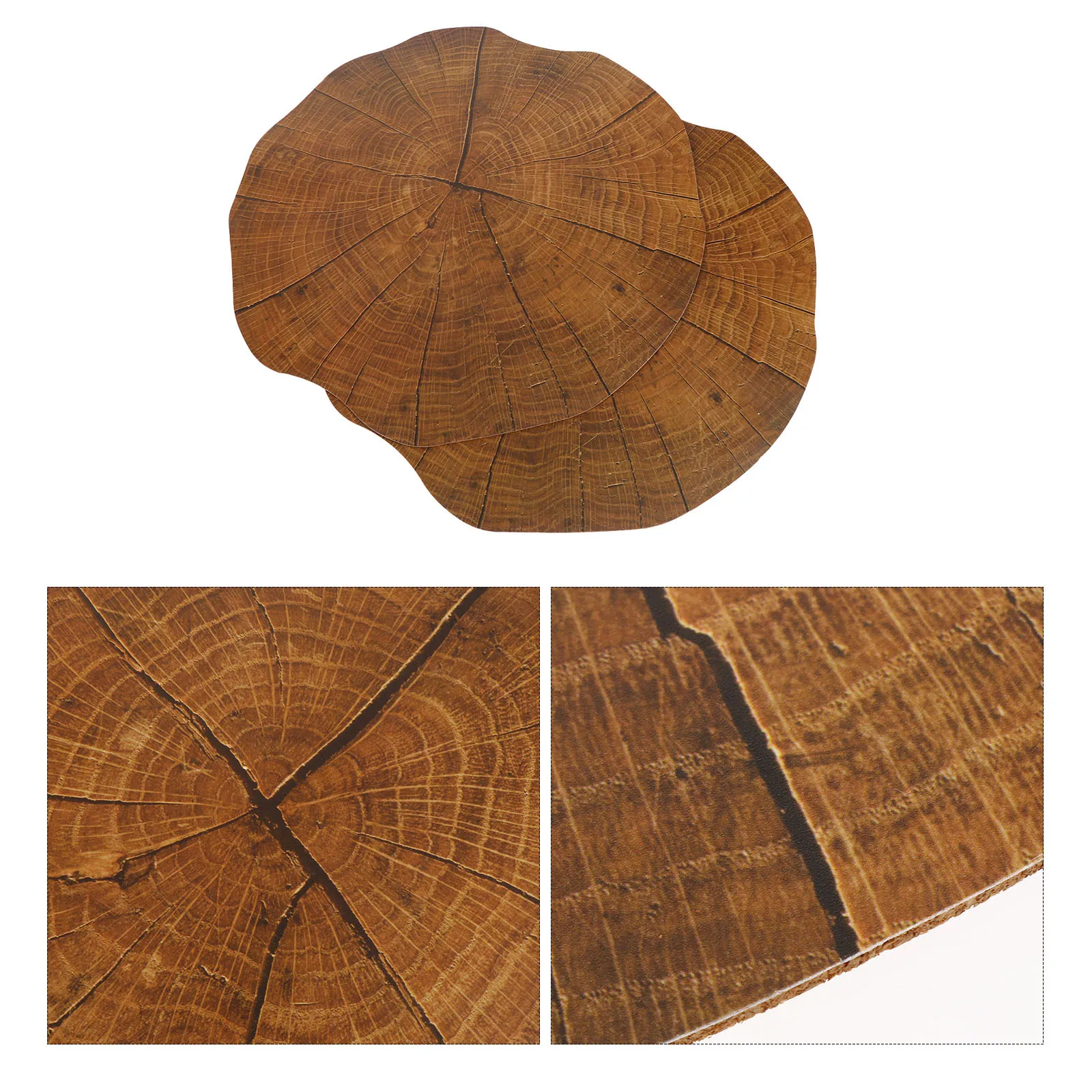 

2Pcs Wooden Table Mats Light Brown Heat Insulation Placemats Creative Cushions for Home Household Use Portable