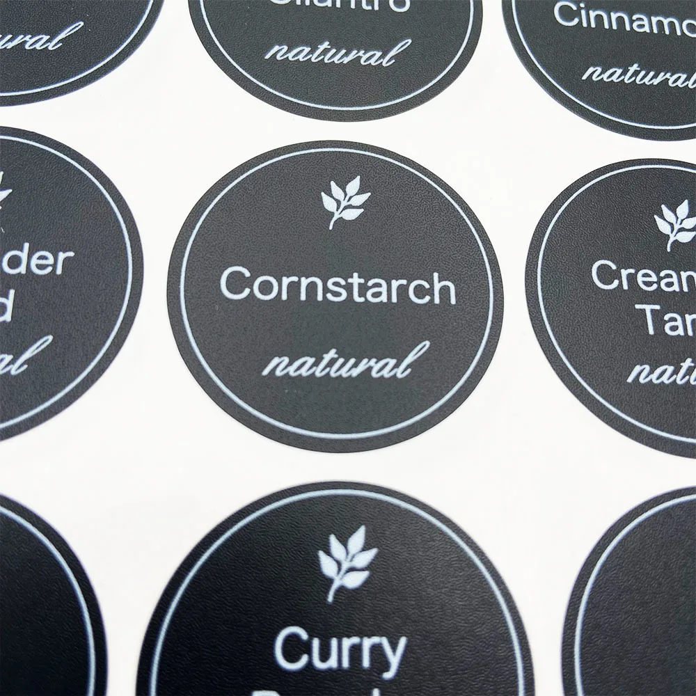 196pcs Spice Lables Stickers Circular Waterproof Craft Kitchen Blackboard Sticker Home Jars Bottle Tag Labels