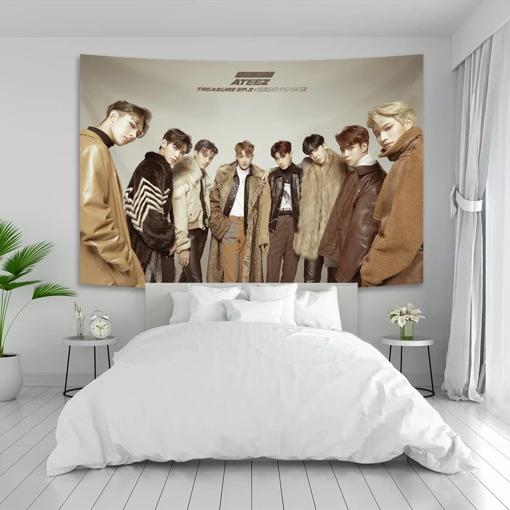 ATEEZ KPOP Tapestry Painting Canvas Poster Gift Living Room Bar Concert Decoration