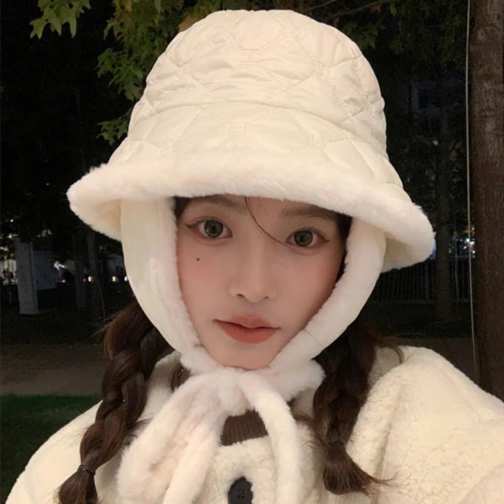 Thickened Bucket Hat Fashion Warm Plush Ear Protector Fisherman's Hat Removable Basin Hat Outdoor Riding