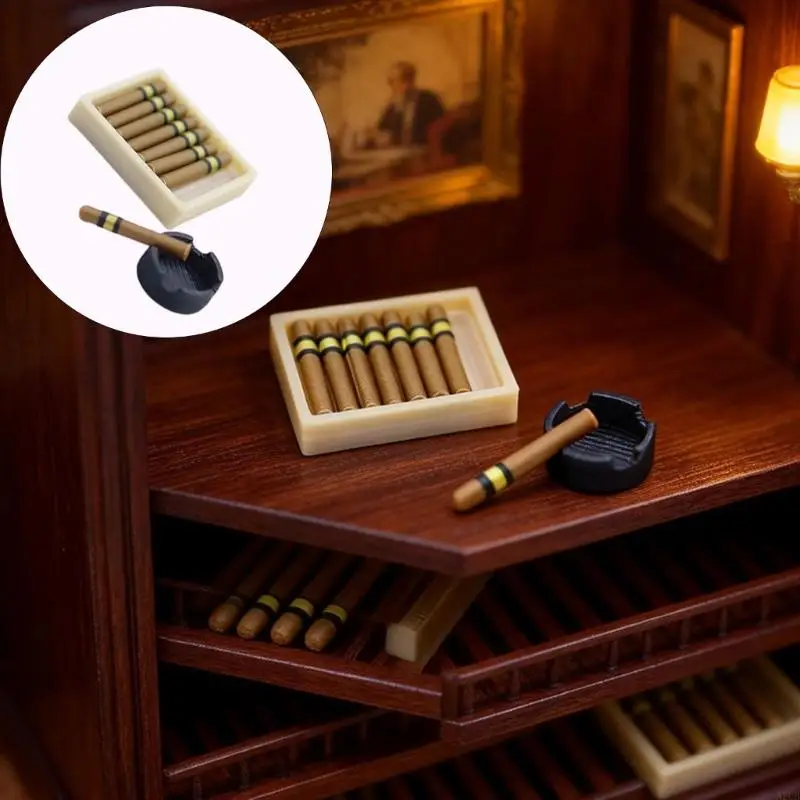 Miniature Ashtray Set for Doll House Decoration Scene Display Props for Adult Kids Collectible Toy Setting A2UB
