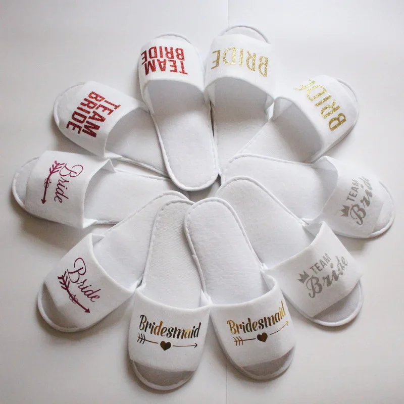 Bride To Be Slippers Team Bride Shower Wedding Decoration Bridesmaid Hen Party Soft Slippers Ladies Bachelorette Party Supplies