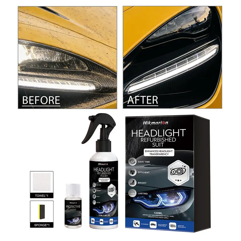 Car Headlight Restoration Liquid Anti-Oxidation Brightening Polish UV Protection Headlamp Cleaner Repair Kit for Auto Care view 5