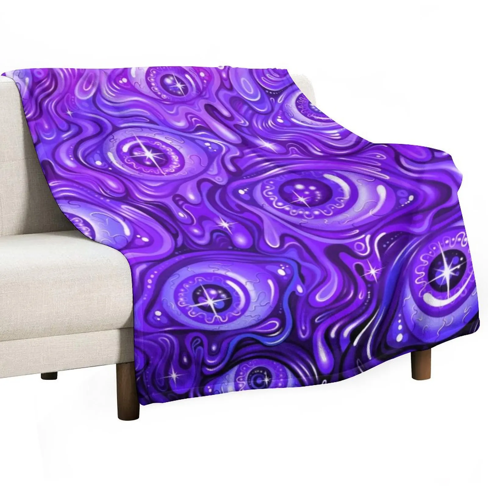 

Purple Eyeball pattern Throw Blanket Furrys Cute Plaid Beach Soft Big Blankets