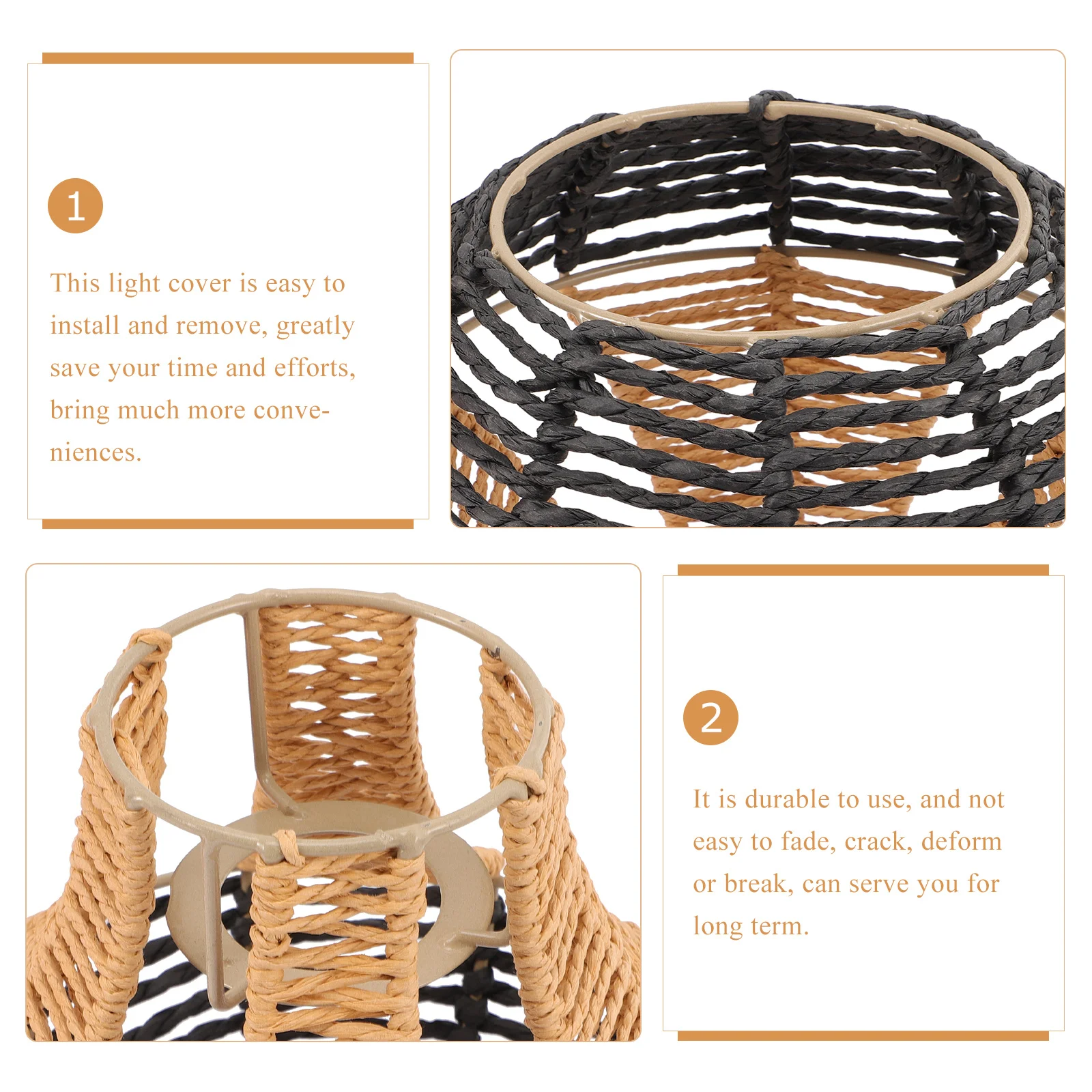 

125pcs Imitation Rattan Lamp Shade Woven Pendant Light Cover Decorative Ceiling Light Diffuser For Living Room Bedroom Kitchen