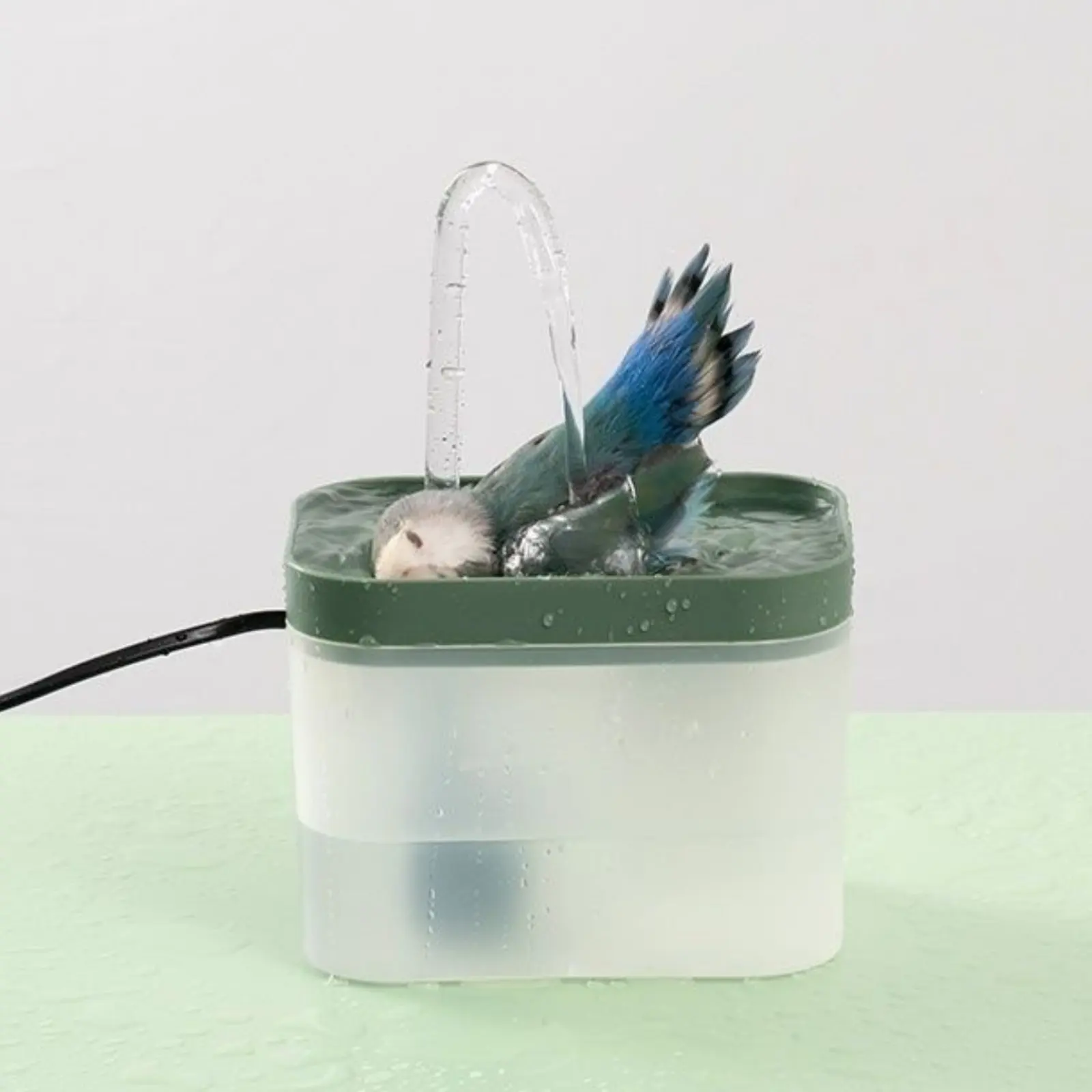Electric Avian Bath Food-Safe Material Parrot Bathing Tub Automatic Avian Shower With Strainer Circulating Water Water Feature view 4